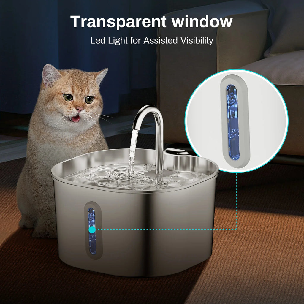 Automatic Cat Water Fountain Square Stainless Steel Pet Water Feeder Dog