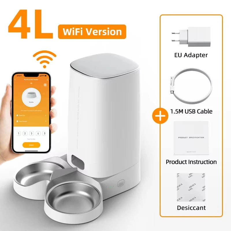 ROJECO Automatic Cat Feeder Pet Smart WiFi Cat Food