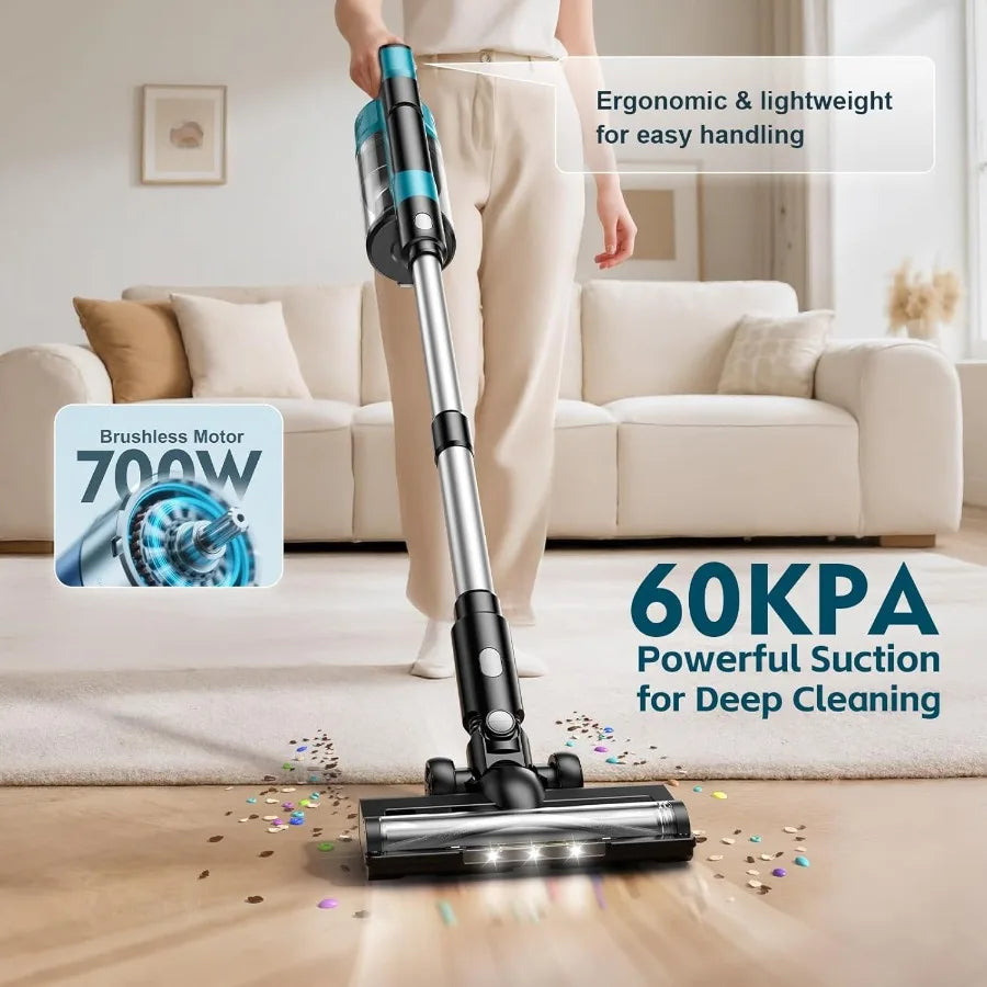 Cordless Vacuum Cleaner with 2 * 4000mAh Batteries Stick 6 in 1