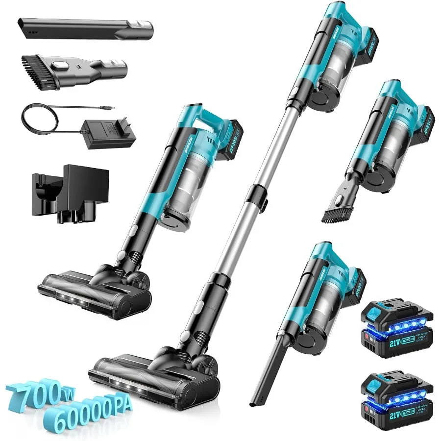 Cordless Vacuum Cleaner with 2 * 4000mAh Batteries Stick 6 in 1