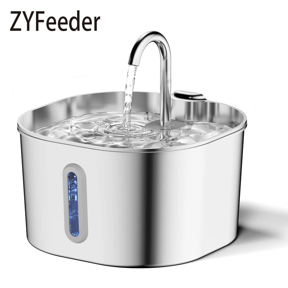 Automatic Cat Water Fountain Square Stainless Steel Pet Water Feeder Dog