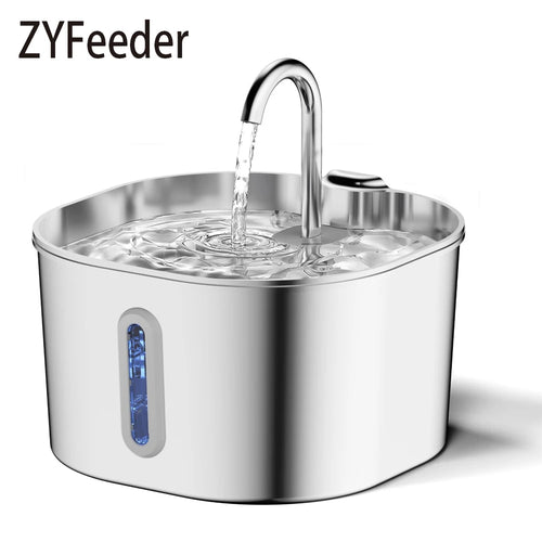 Automatic Cat Water Fountain Square Stainless Steel Pet Water Feeder Dog