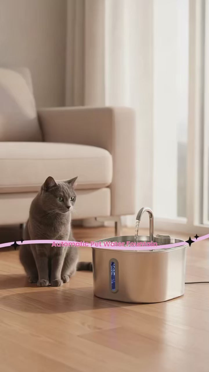 Automatic Cat Water Fountain Square Stainless Steel Pet Water Feeder Dog